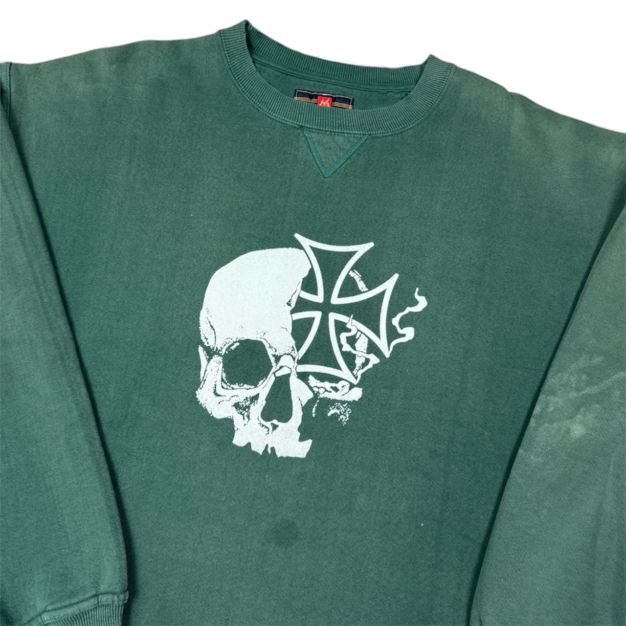 STORMRIDERS VINTAGE SKULL & CROSS CROPPED SWEATER