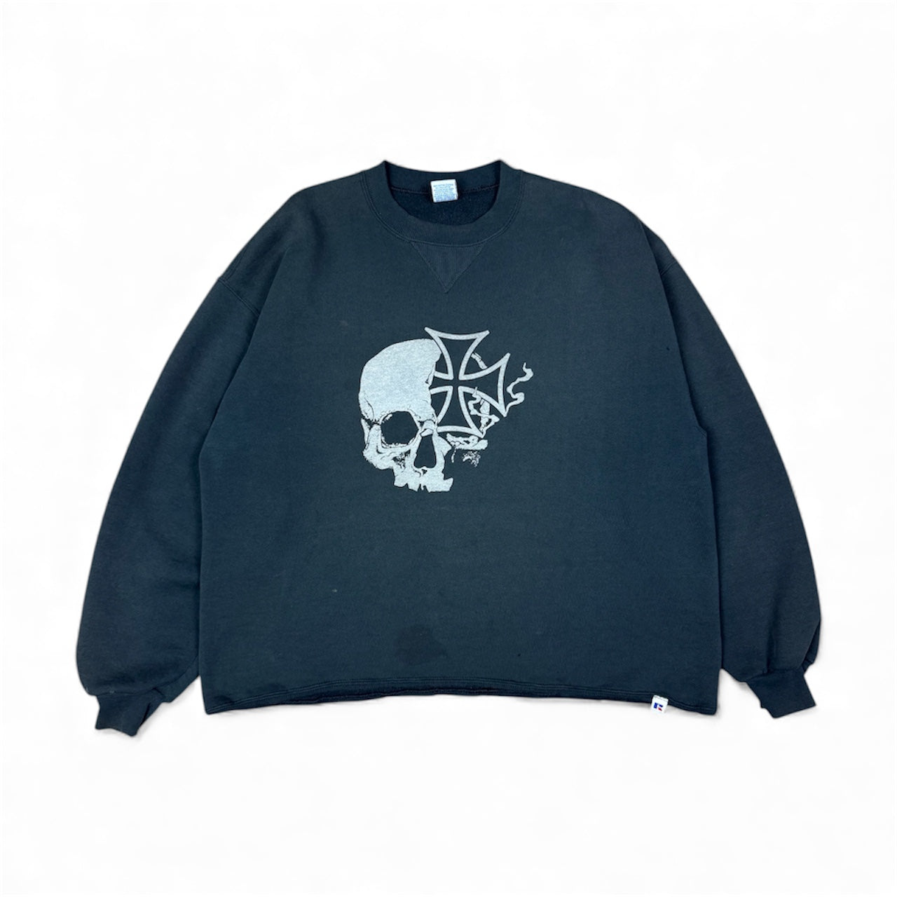 STORMRIDERS VINTAGE SKULL & CROSS CROPPED SWEATER