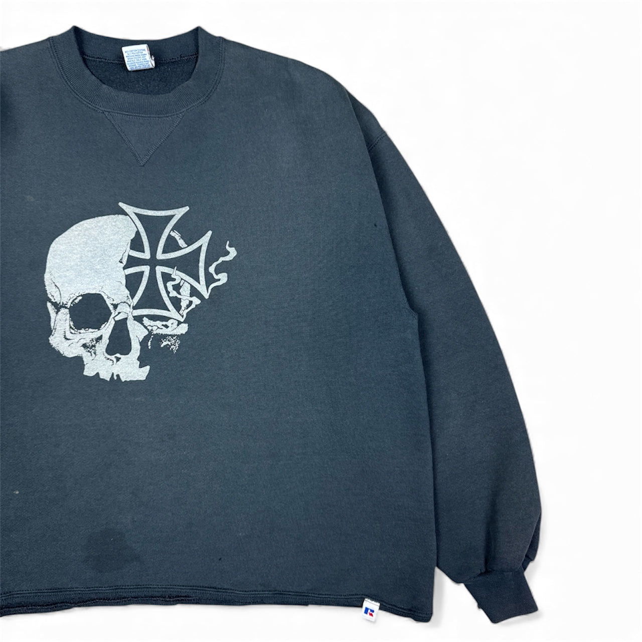 STORMRIDERS VINTAGE SKULL & CROSS CROPPED SWEATER