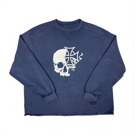 STORMRIDERS VINTAGE SKULL & CROSS CROPPED SWEATER
