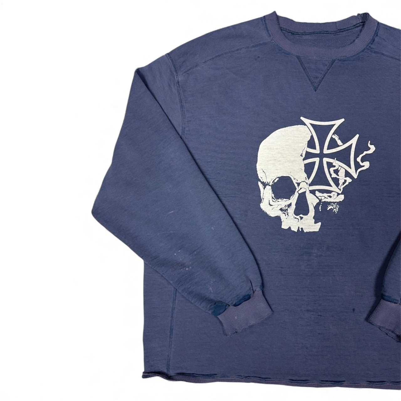 STORMRIDERS VINTAGE SKULL & CROSS CROPPED SWEATER