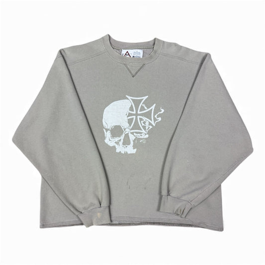 STORMRIDERS VINTAGE SKULL & CROSS CROPPED SWEATER
