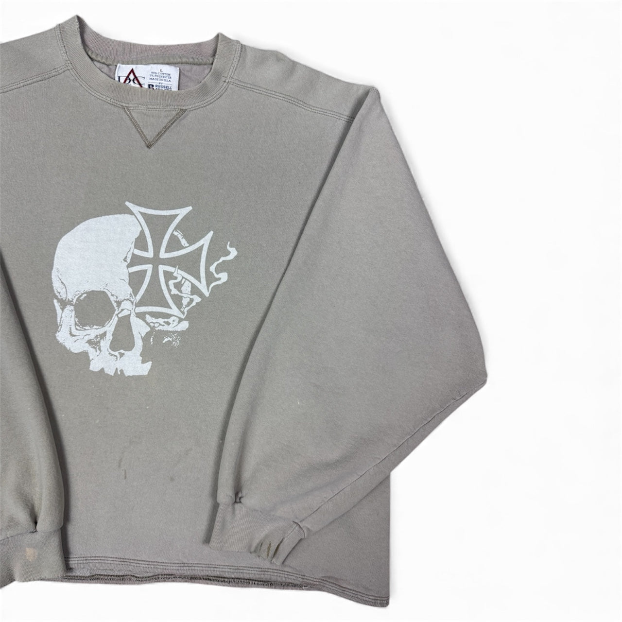 STORMRIDERS VINTAGE SKULL & CROSS CROPPED SWEATER