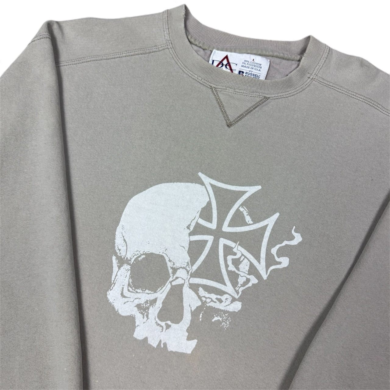 STORMRIDERS VINTAGE SKULL & CROSS CROPPED SWEATER