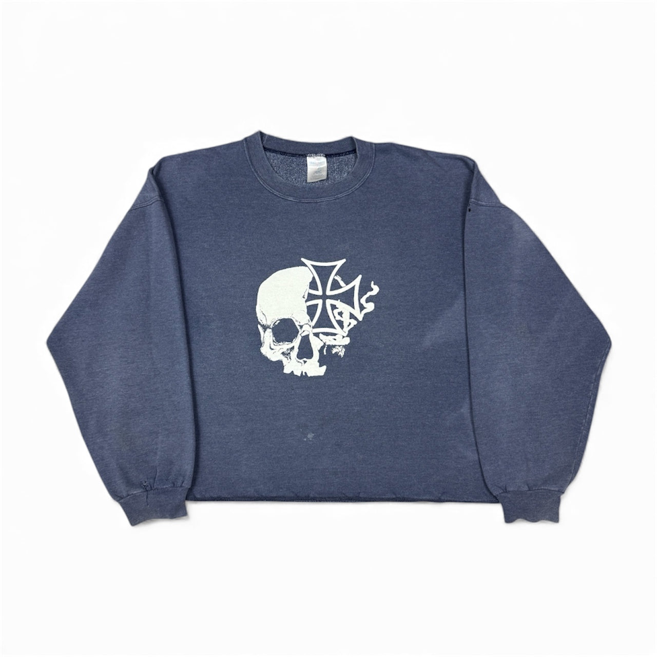 STORMRIDERS VINTAGE SKULL & CROSS CROPPED SWEATER