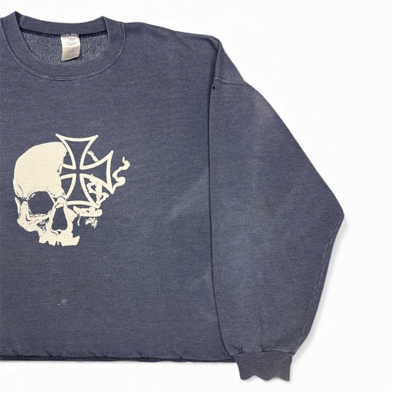 STORMRIDERS VINTAGE SKULL & CROSS CROPPED SWEATER