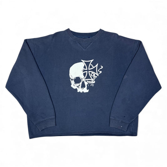 STORMRIDERS VINTAGE SKULL & CROSS CROPPED HOODIE