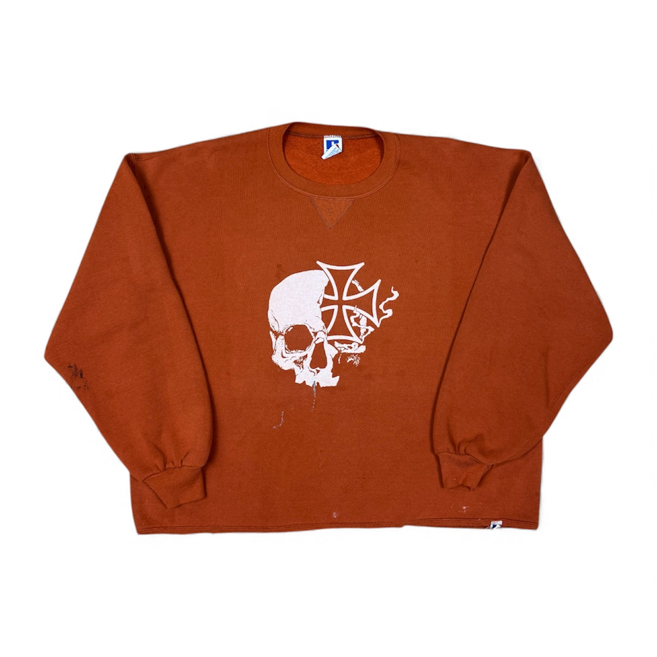 STORMRIDERS VINTAGE SKULL & CROSS CROPPED SWEATER