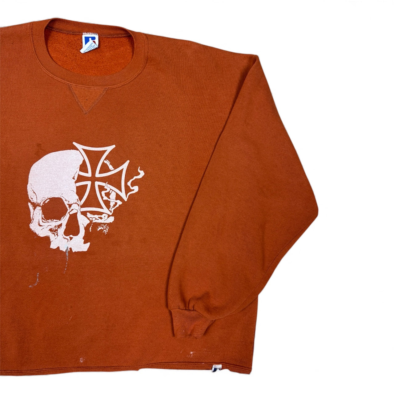STORMRIDERS VINTAGE SKULL & CROSS CROPPED SWEATER