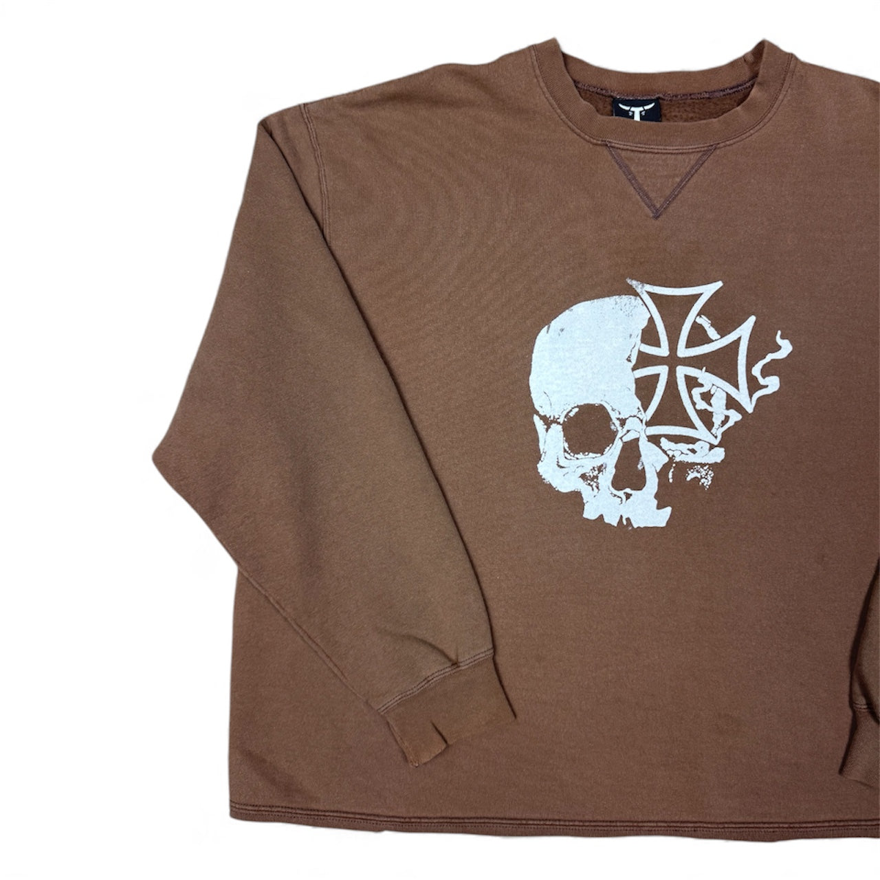 STORMRIDERS VINTAGE SKULL & CROSS CROPPED SWEATER