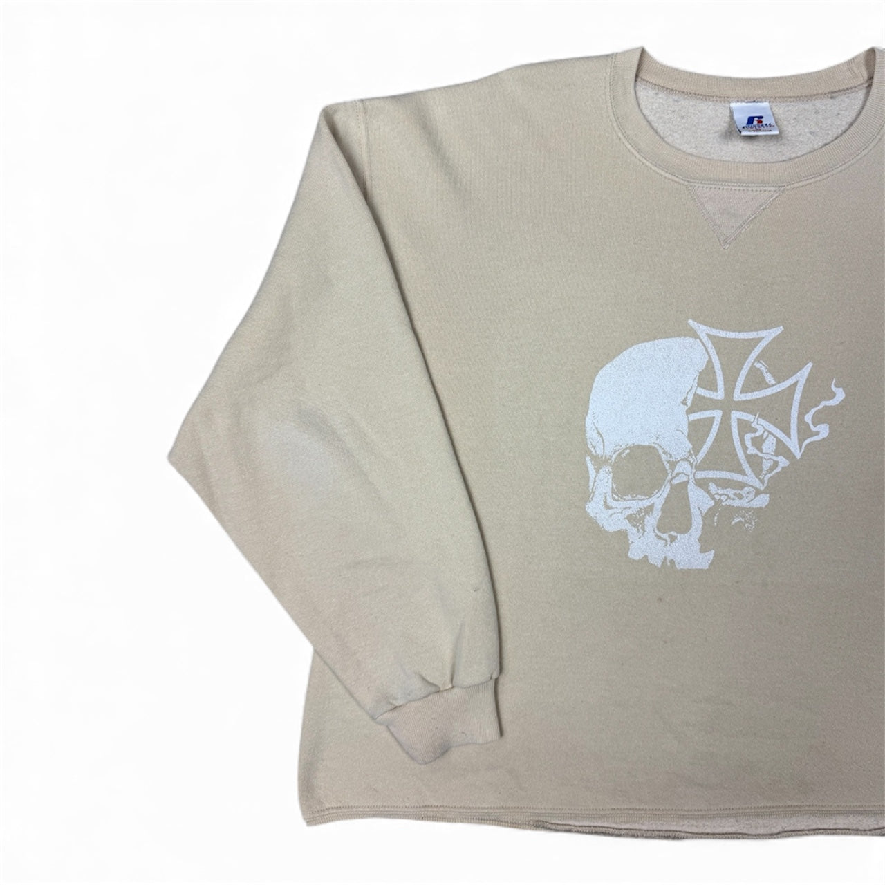 STORMRIDERS VINTAGE SKULL & CROSS CROPPED SWEATER