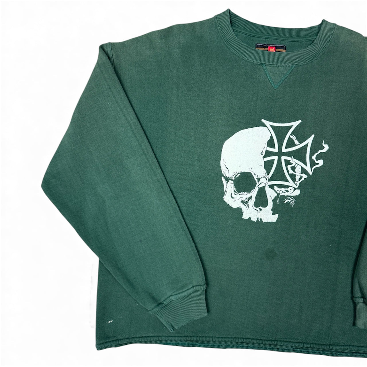 STORMRIDERS VINTAGE SKULL & CROSS CROPPED SWEATER