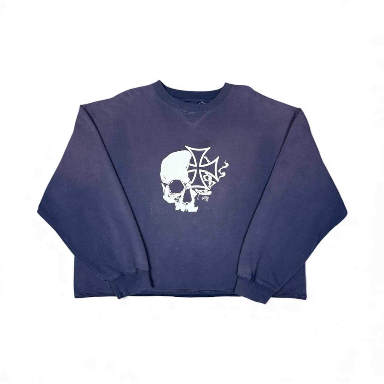 STORMRIDERS VINTAGE SKULL & CROSS CROPPED SWEATER
