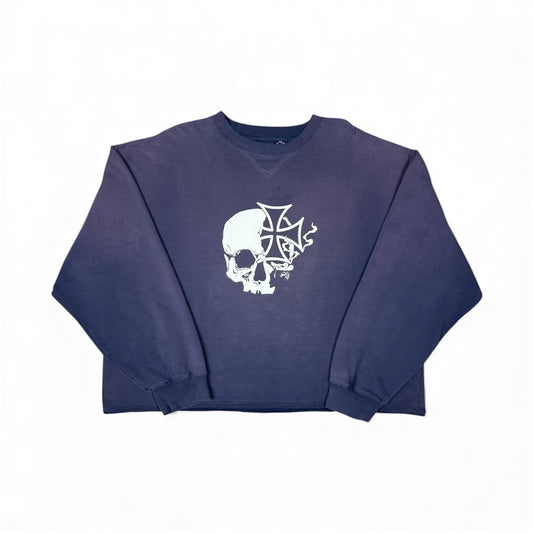 STORMRIDERS VINTAGE SKULL & CROSS CROPPED SWEATER