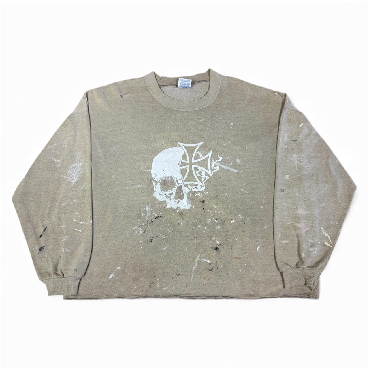 STORMRIDERS VINTAGE SKULL & CROSS CROPPED SWEATER