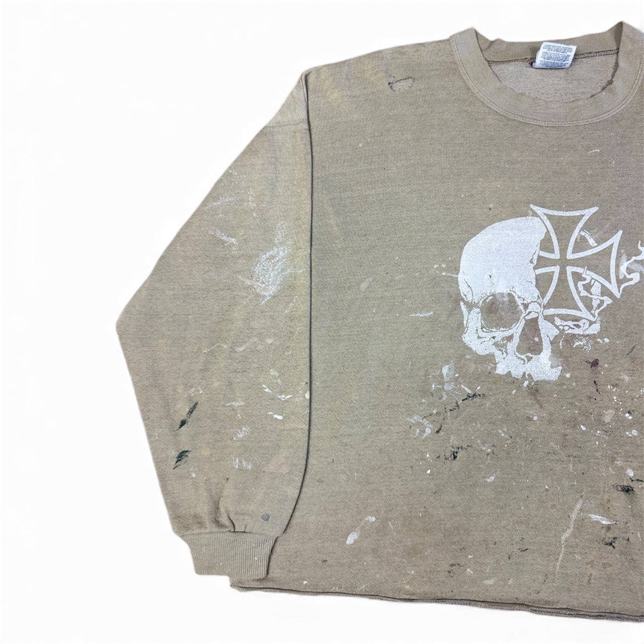 STORMRIDERS VINTAGE SKULL & CROSS CROPPED SWEATER